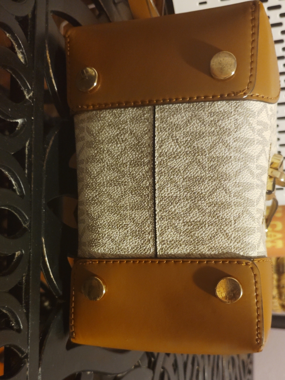 Michael Kors Beige & Tan Signature Drawstring Bucket Bag - Picture 2 of 5